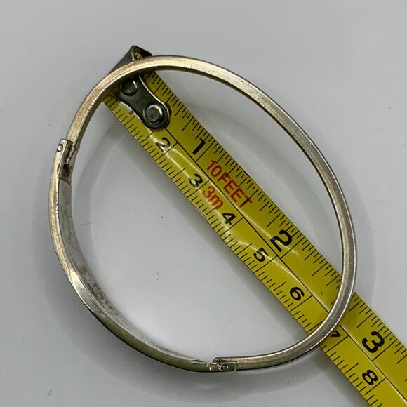 Alpaca Mexico Vintage Pink Silver Abalone Flower Inlay Bangle Bracelet - Picture 7 of 7